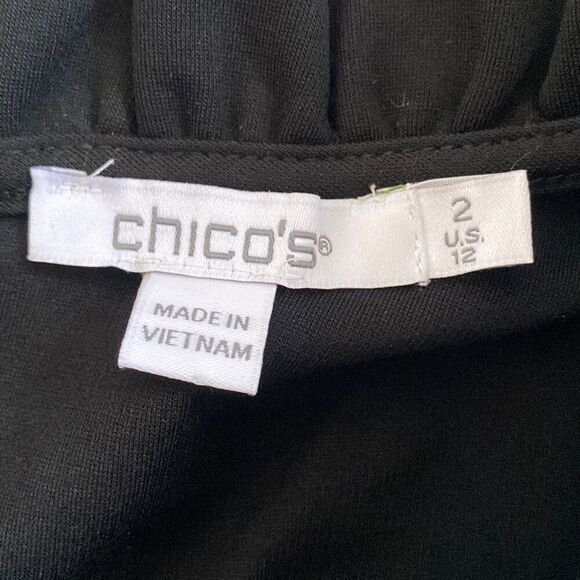 Chicos NWT $159 Midi Dress Tiered Ponte Solid Black All Occasions/ Seasons Sz 12 - Picture 8 of 13